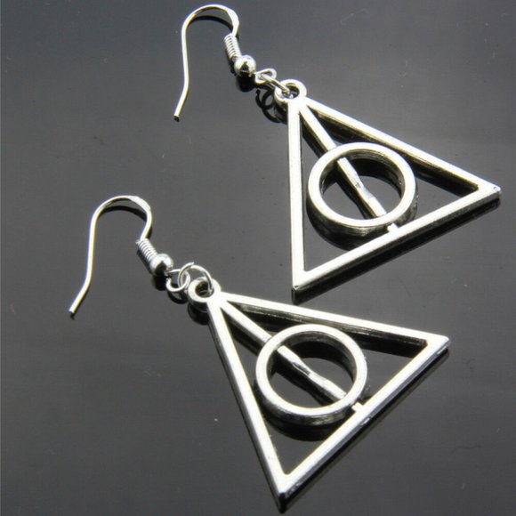 NWOT Silver Deathly Hallows Harry Potter Earrings - Picture 8 of 8